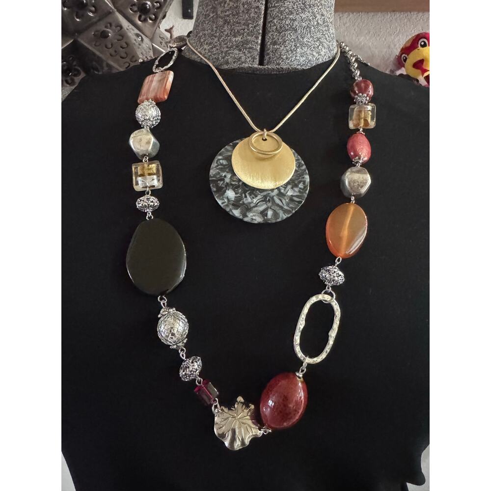 eclectic asymmetrical necklace duo